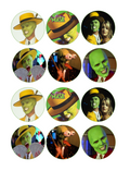 Set of 12 "The Mask" pre cut edible image discs for desserts, drink toppers, choose your size