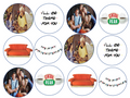 Set of 12 "Friends TV show Friendsgiving" pre cut edible image discs for desserts, drink toppers, choose your size