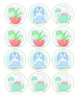 Set of 12 "Baby Dinosaur" pre cut edible image discs for desserts, drink toppers, choose your size