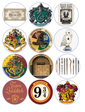 Set of 12 "Harry Potter" pre cut edible image discs for desserts, drink toppers, choose your size