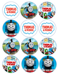 Set of 12 "Thomas and Friends, Train" pre cut edible image discs for desserts, drink toppers, choose your size