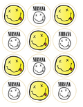Set of 12 "Nirvana" pre cut edible image discs for desserts, drink toppers, choose your size