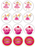 Set of 12 "Pinkalicious" pre cut edible image discs for desserts, drink toppers, choose your size