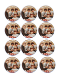 Set of 12 "The Beatles Happy Birthday" pre cut edible image discs for desserts, drink toppers, choose your size