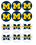 Set of 12 "University of Michigan U of M" pre cut edible image discs for desserts, drink toppers, choose your size (Copy) (Copy) (Copy) (Copy)