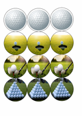 Set of 12 "Golf" pre cut edible image discs for desserts, drink toppers, choose your size