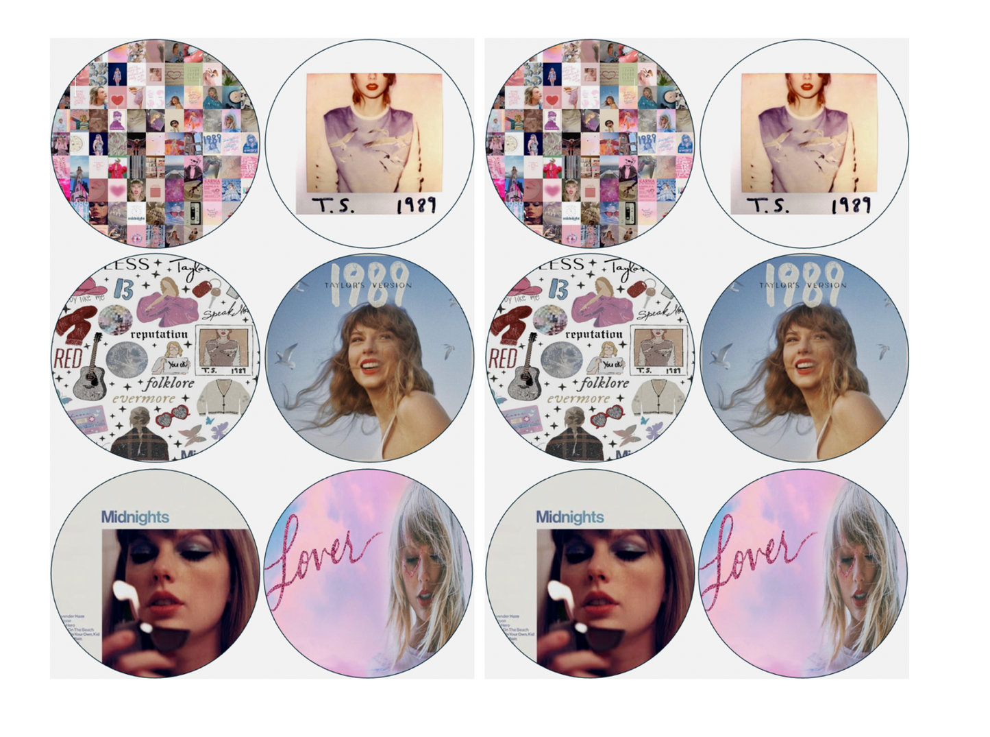 Set of 12 "Taylor Swift" pre cut edible image discs for desserts, drink toppers, choose your size