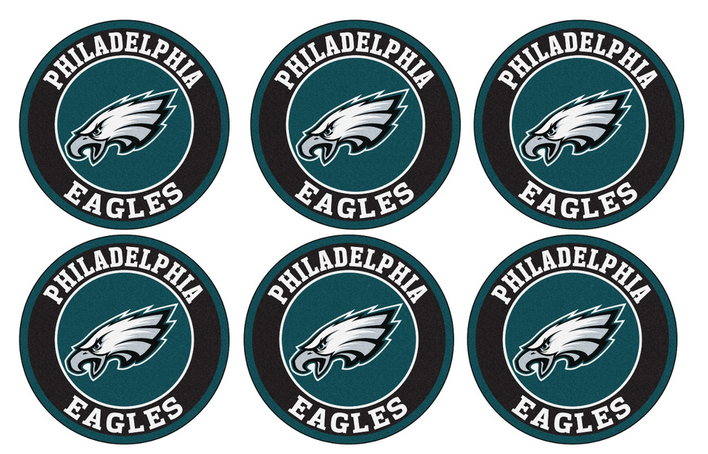 Set of 12 "Philadelphia Eagles Football" pre cut edible image discs for desserts, drink toppers, choose your size