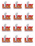 Set of 12 "SUPER BOWL LIX CHEIFS AND EAGLES" pre cut edible image discs for desserts, drink toppers, choose your size