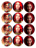 Set of 12 "Princess Red, Descendants" pre cut edible image discs for desserts, drink toppers, choose your size