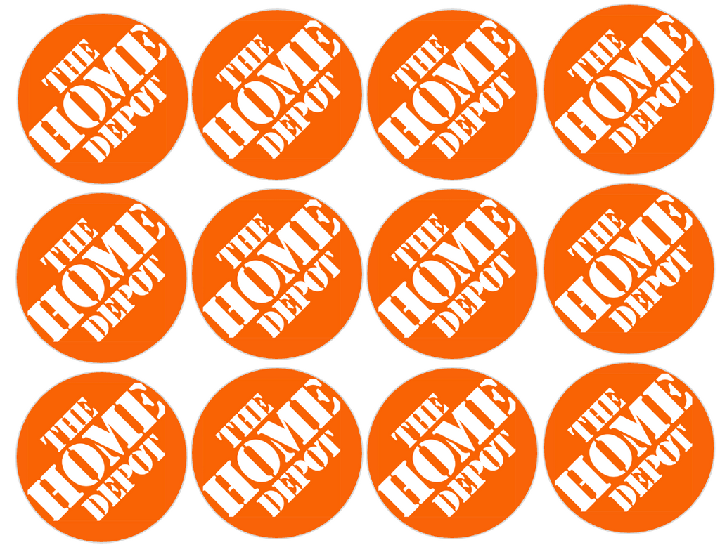 Set of 12 "Home Depot" pre cut edible image discs for desserts, drink toppers, choose your size
