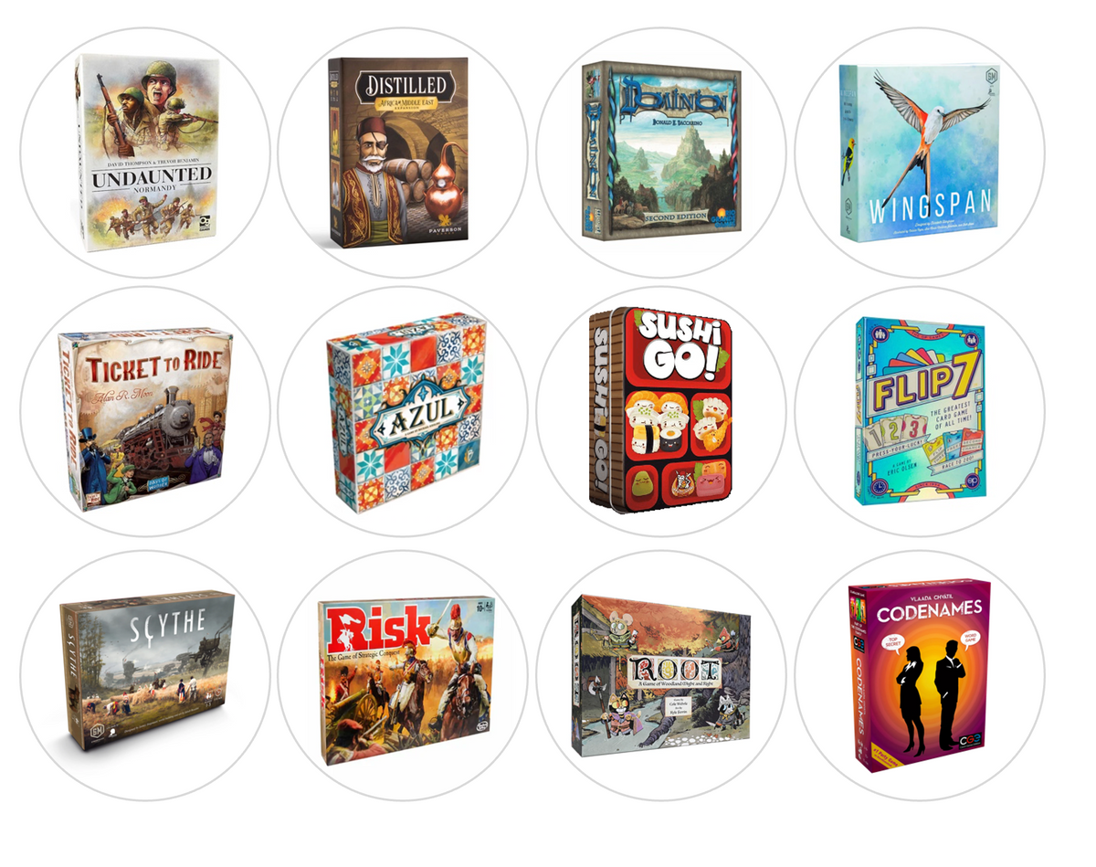 Set of 12 Board Games, Game Night pre cut edible image discs for desserts, choose your size