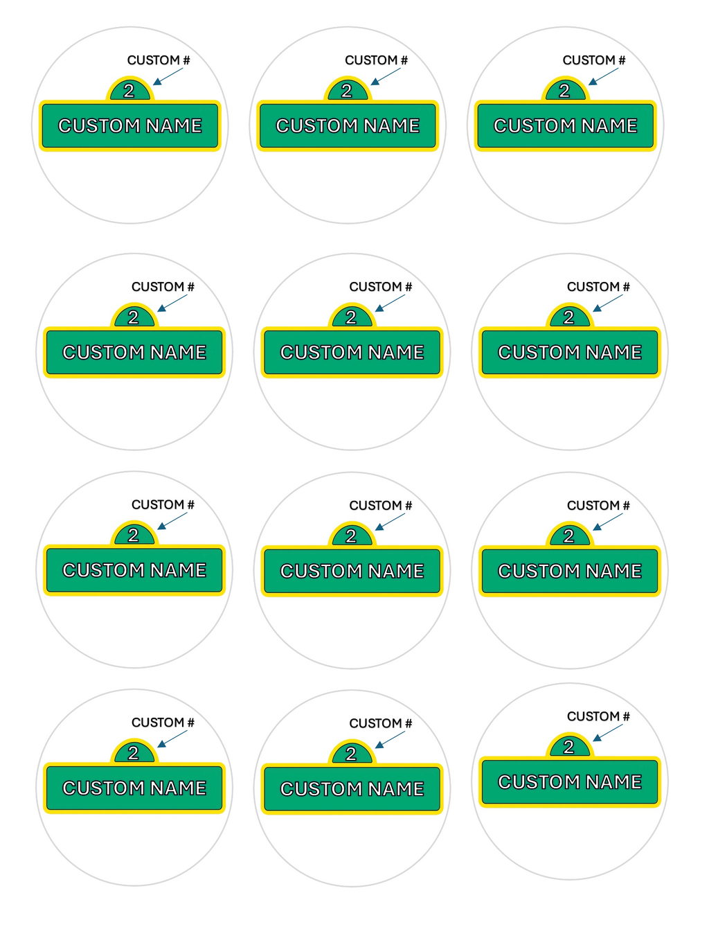 CUSTOM SESAME STREET Set of 12 edible images for desserts, drink toppers, pre cut, many sizes available