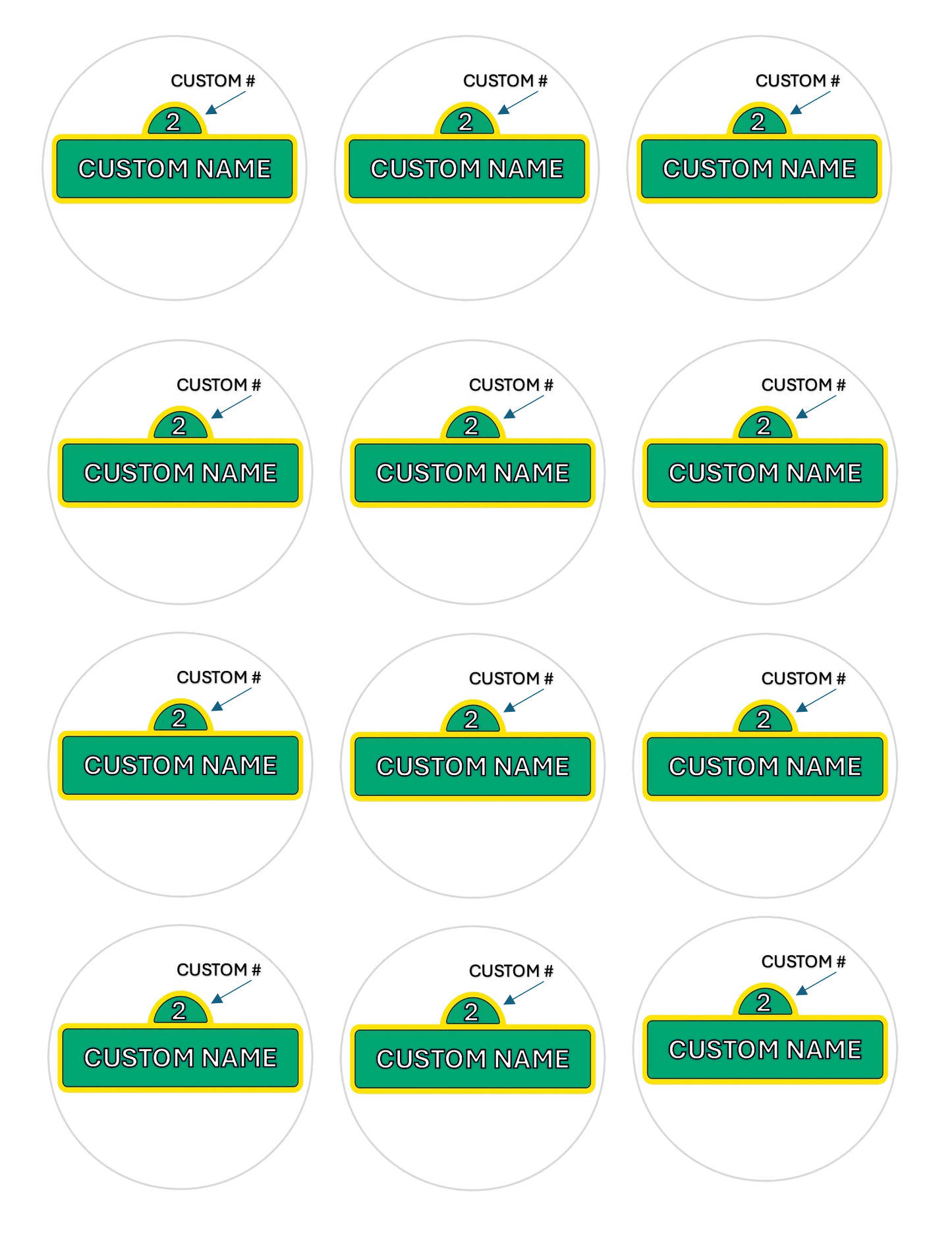 CUSTOM SESAME STREET Set of 12 edible images for desserts, drink toppers, pre cut, many sizes available