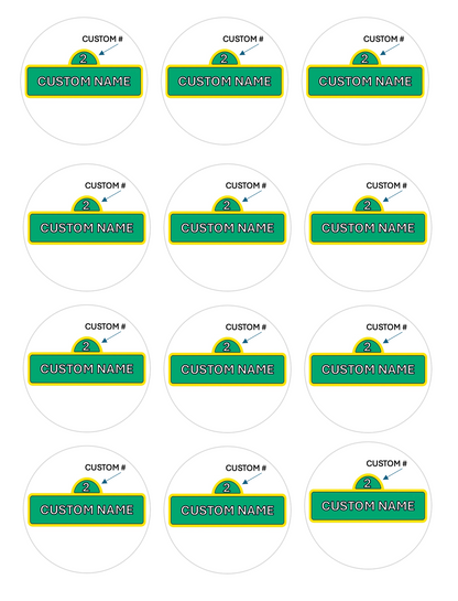 CUSTOM SESAME STREET Set of 12 edible images for desserts, drink toppers, pre cut, many sizes available
