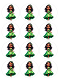 Set of 12 Princess Tiana pre cut edible image discs for desserts, choose your size