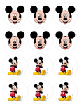 Set of 12 "Mickey Mouse" pre cut edible image discs for desserts, drink toppers, choose your size