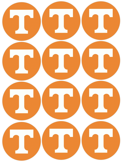 Set of 12 "Tennessee University" pre cut edible image discs for desserts, drink toppers, choose your size