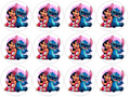 Set of 12 "Lilo and Stitch" pre cut edible image discs for desserts, drink toppers, choose your size