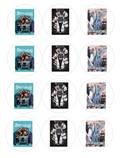 Set of 12 Medical TV shows, scrubs, greys anatomy, house, pre cut edible image discs for desserts, choose your size