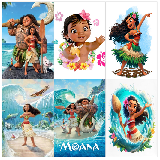 Set of 12 "Moana" pre cut rectangle edible images for Rice Krispies, cookies, choose your size