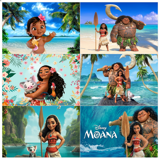Set of 12 "Moana" pre cut rectangle edible images for Rice Krispies, cookies, choose your size