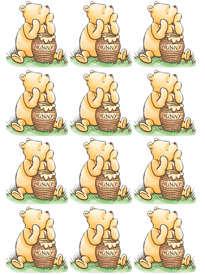 Set of 12 Winnie the Pooh edible images for Rice Krispies, choose your size