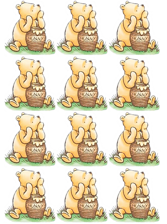 Set of 12 Winnie the Pooh edible images for Rice Krispies, choose your size