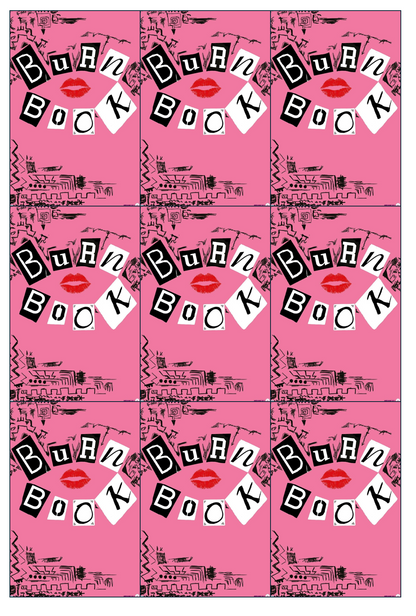 Set of 12 "Mean Girls Burn Book" pre cut rectangle edible images for Rice Krispies, cookies, choose your size