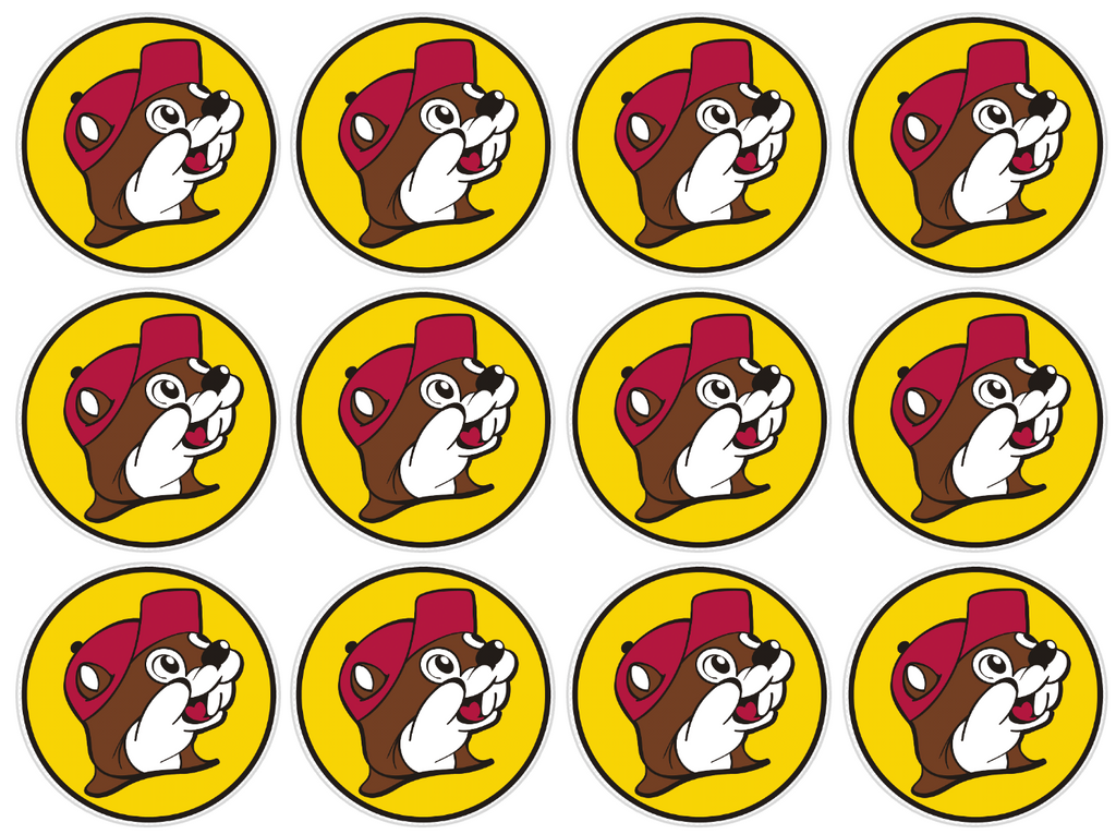 Set of 12 Buc-ees Store, pre cut edible image discs for desserts, choose your size