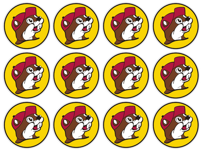 Set of 12 Buc-ees Store, pre cut edible image discs for desserts, choose your size