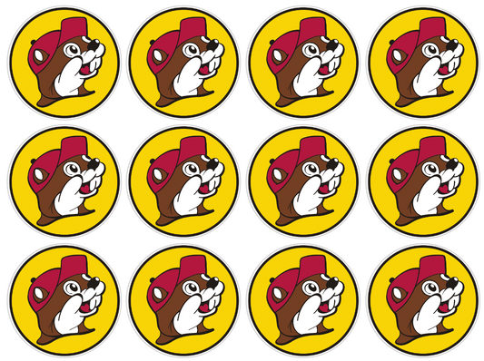 Set of 12 Buc-ees Store, pre cut edible image discs for desserts, choose your size