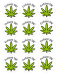 Set of 12 "Contains THC" label for edibles pre cut edible image discs for desserts, choose your size