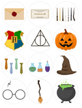 Set of 12 Kids Harry Potter, Halloween, pre cut edible image discs for desserts, choose your size