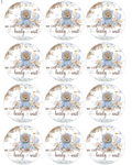 Set of 12 "We can Bearly Wait, Baby Shower" pre cut edible image discs for desserts, choose your size
