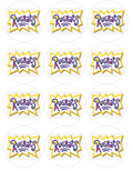 Set of 12 "Rugrats logo" pre cut edible image discs for desserts, choose your size