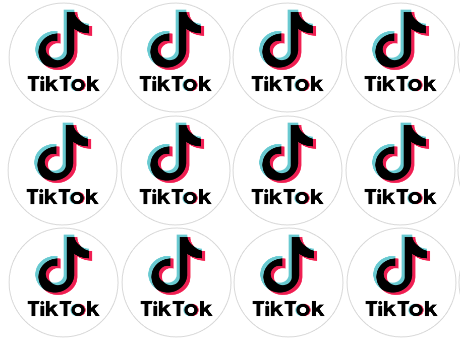 Set of 12 "Tik Tok" pre cut edible image discs for desserts, choose your size