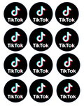 Set of 12 "Tik Tok" pre cut edible image discs for desserts, choose your size