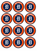 Set of 12 "Detroit Tigers" pre cut edible image discs for desserts, choose your size