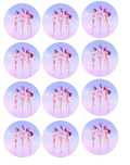 Set of 12 "K pop Demon Slayer" pre cut edible image discs for desserts, choose your size