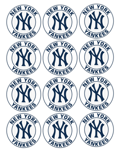 Set of 12 "NY Yankees Baseball" pre cut edible image discs for desserts, choose your size (Copy)