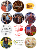 Set of 12 "Gilmore Girls" pre cut edible image discs for desserts, choose your size