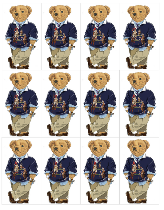 Set of 12 Polo Bear RECTANGLES edible image for desserts, cakes, many sizes available