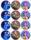Set of 12 "K pop Demon Slayer" pre cut edible image discs for desserts, choose your size