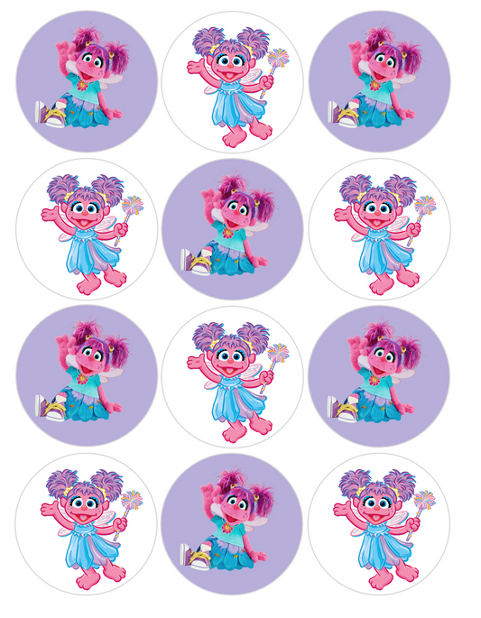 Set of 12 "Abby Cadabby Sesame Street" pre cut edible image discs for desserts, choose your size