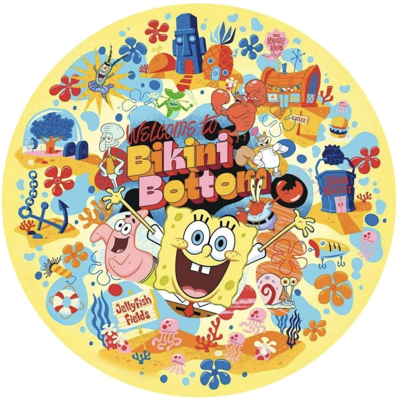 one SINGLE Spongebob edible image for desserts, cakes, pre cut circle, many sizes available