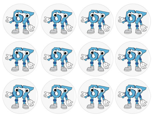 Set of 12 "67 Brain Rot" pre cut edible image discs for desserts, choose your size