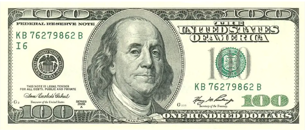 set of 4 $100 bills for desserts, PRE CUT, same size as actual bills