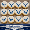Set of 12 "U.S. Air Force" pre cut edible image discs for desserts, choose your size