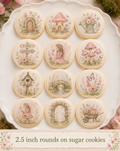 Set of 12 Fairy Garden edible images rounds for desserts, pre cut, many sizes available